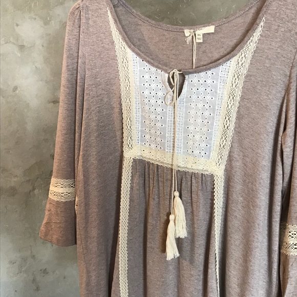 MYSTREE 3/4 BELLE SLV LACE BIB TOP - Picture 8 of 8